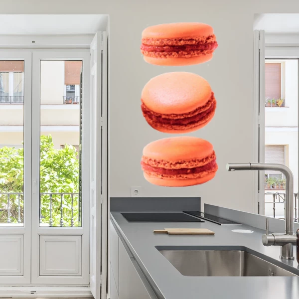 Sticker 3 Macarons Saumons - Imprimés