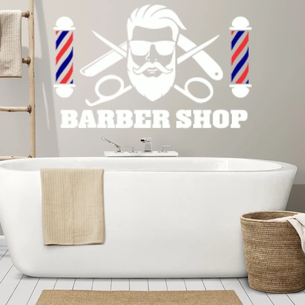 Sticker Barber Shop Rotative White