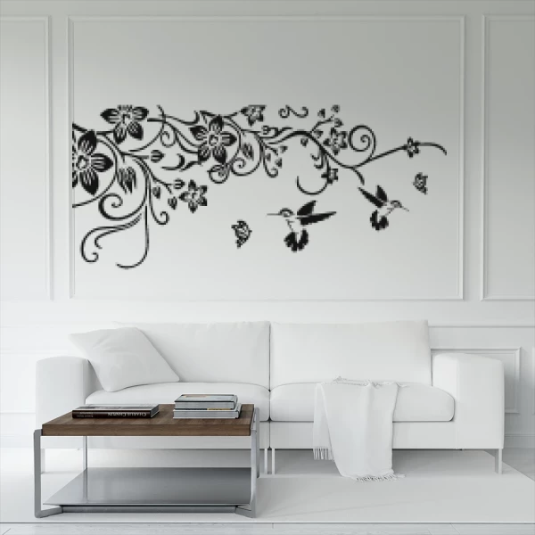 Sticker Vlinders en kolibries tak