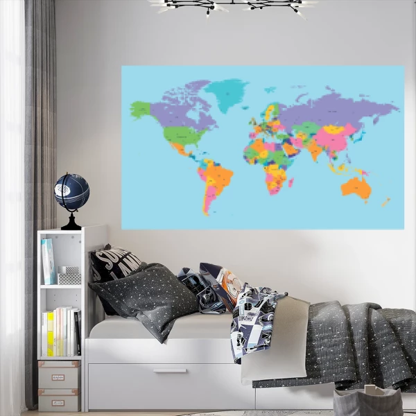 Sticker Kaart van de wereld- Printed