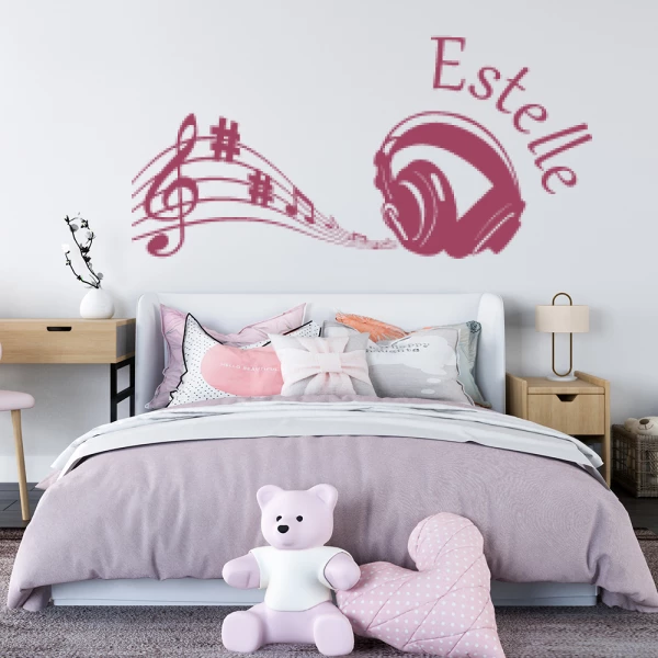Sticker Estelle Hoofdtelefoon en muzieknoten