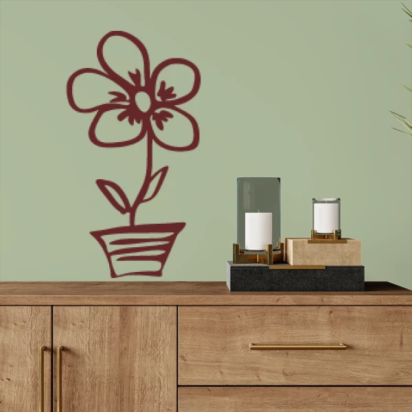 Sticker bloem in pot