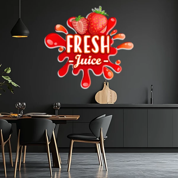 Sticker Fresh Juice Aardbei - Printed