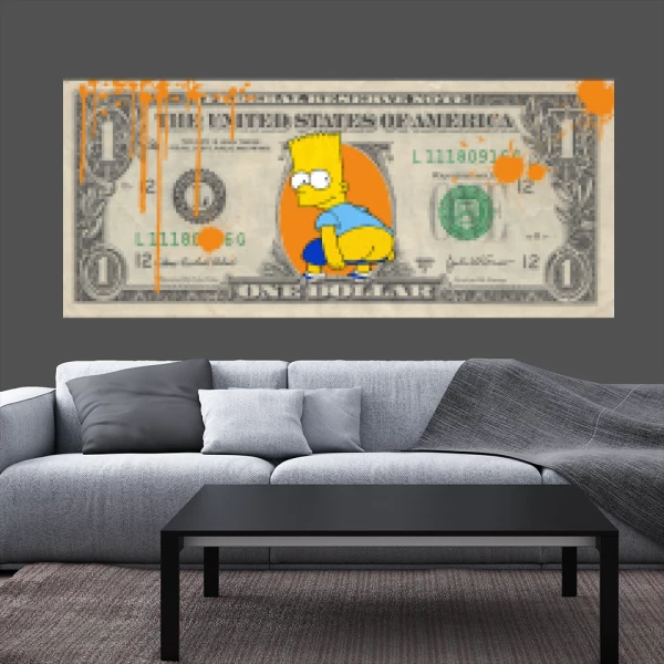 Sticker One Dollar Bart Simpson Printed
