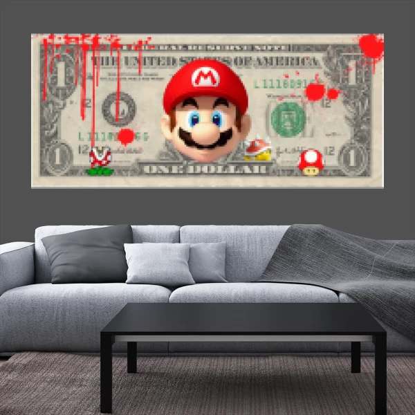 Sticker One Dollar Mario Printed