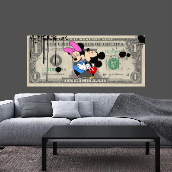 Sticker One Dollar Mickey Minnie Printed