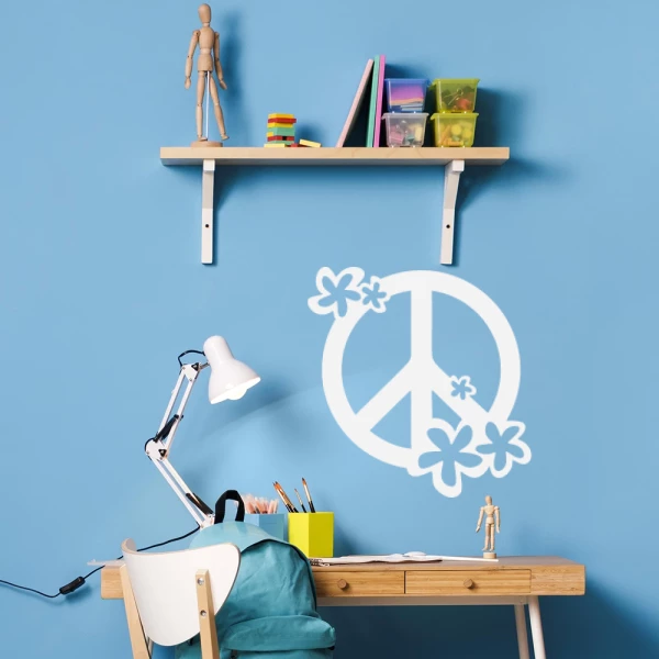 Sticker Peace and Love - Flowers