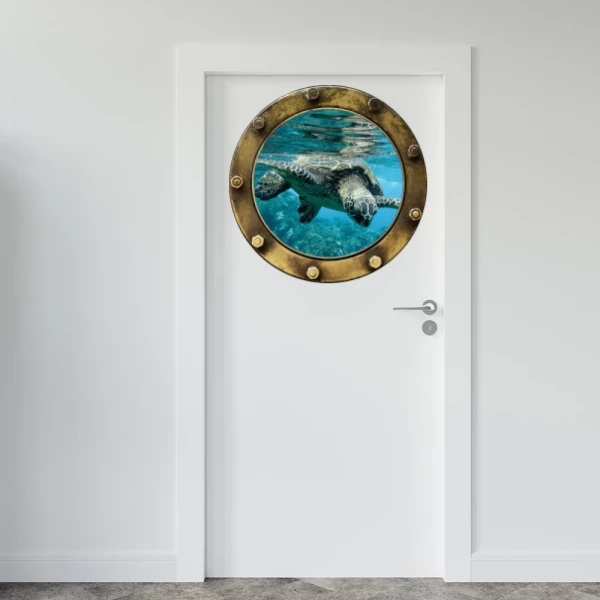 Sticker schildpad patrijspoort- Printed