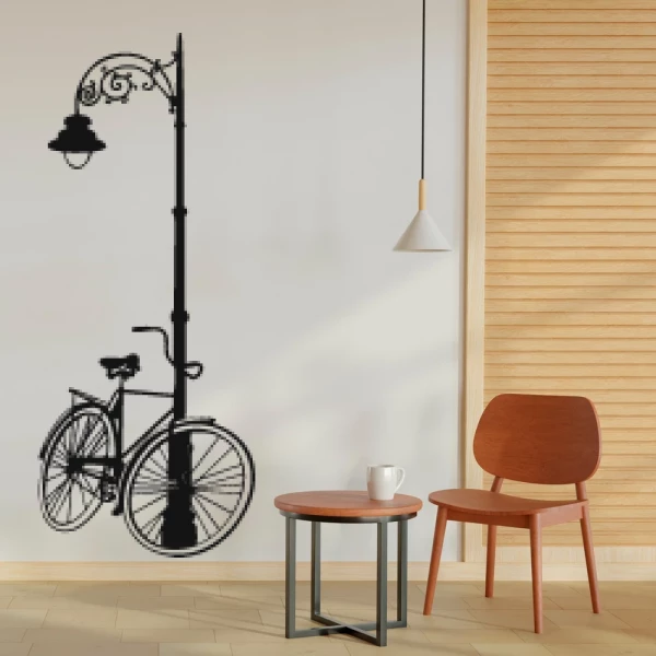 Sticker Fiets op vloerlamp
